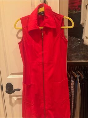 Red Sleeveless Zip-Front Dress